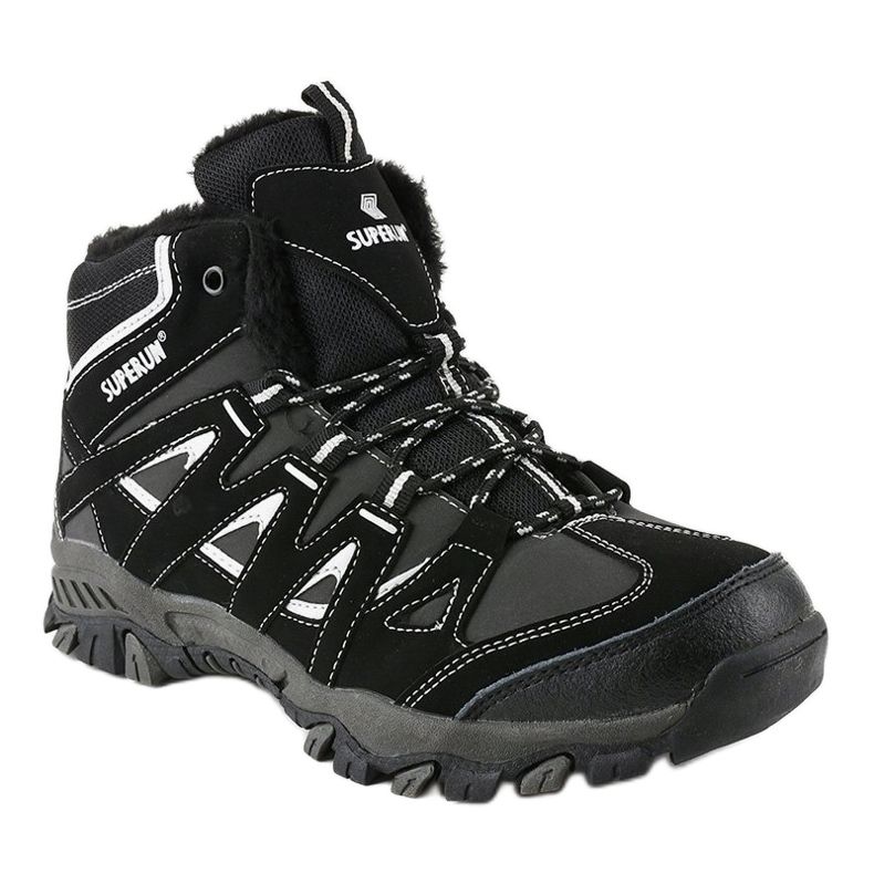 Crne čvrste, izolirane muške planinarske čizme 6282 crno siva 1