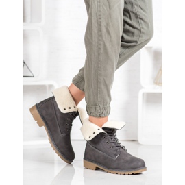 Super Me Sive čizme s ovčjom kožom siva 1