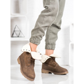 Super Me Čizme na vezanje kaki zelena 1