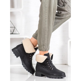 SHELOVET Crne čizme s ovčjom kožom crna 2