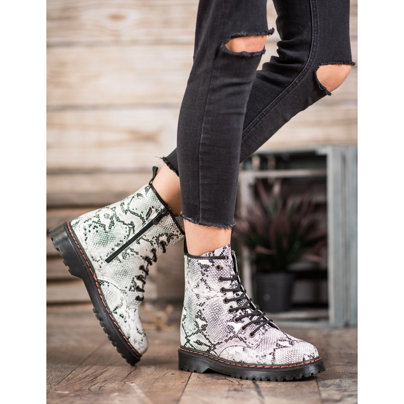 SHELOVET Eko kožni radnici zmijski tisak bijela 2