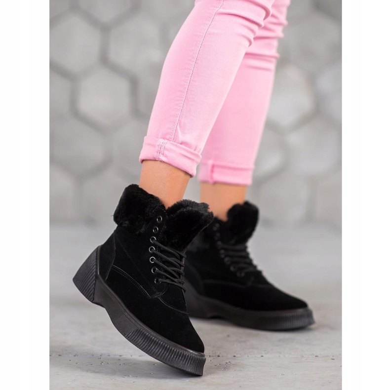 SHELOVET Modni Taperki na platformi crno 2