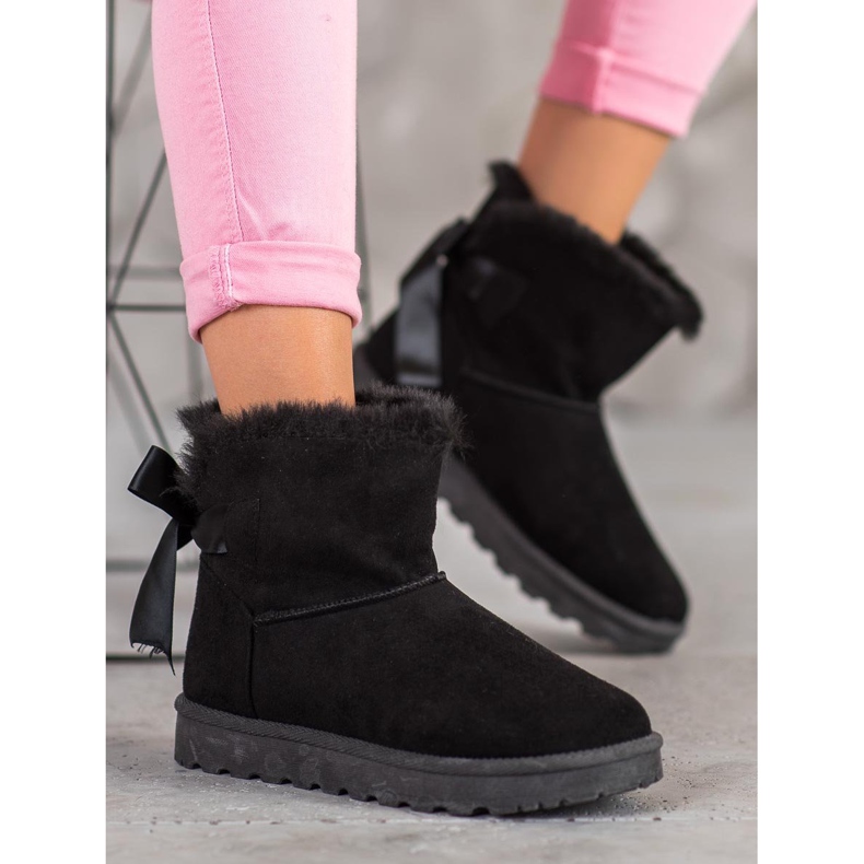 SHELOVET Topli mukluki s mašnom crna 2