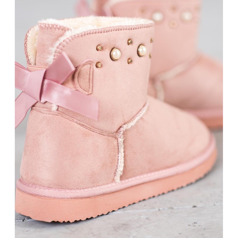 Bella Star Suede Mukluki S perlicama ružičasta 1