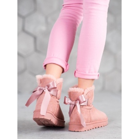 SHELOVET Topli mukluki s mašnom ružičasta 1