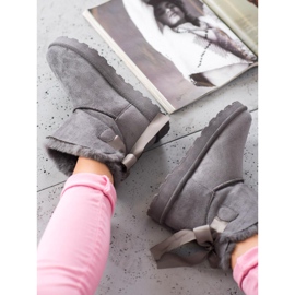 SHELOVET Topli mukluki s mašnom siva 2