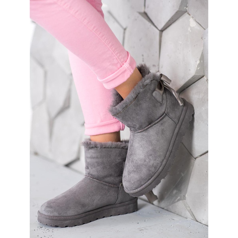 SHELOVET Topli mukluki s mašnom siva 1