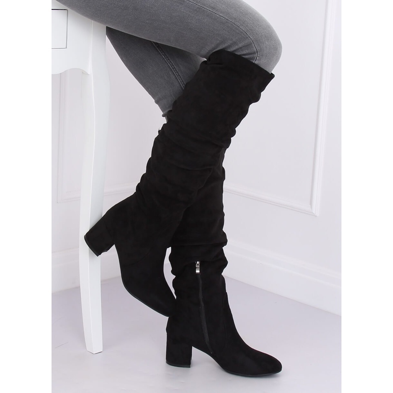 Crne čizme s niskim potpeticama G-279 Black crno 1