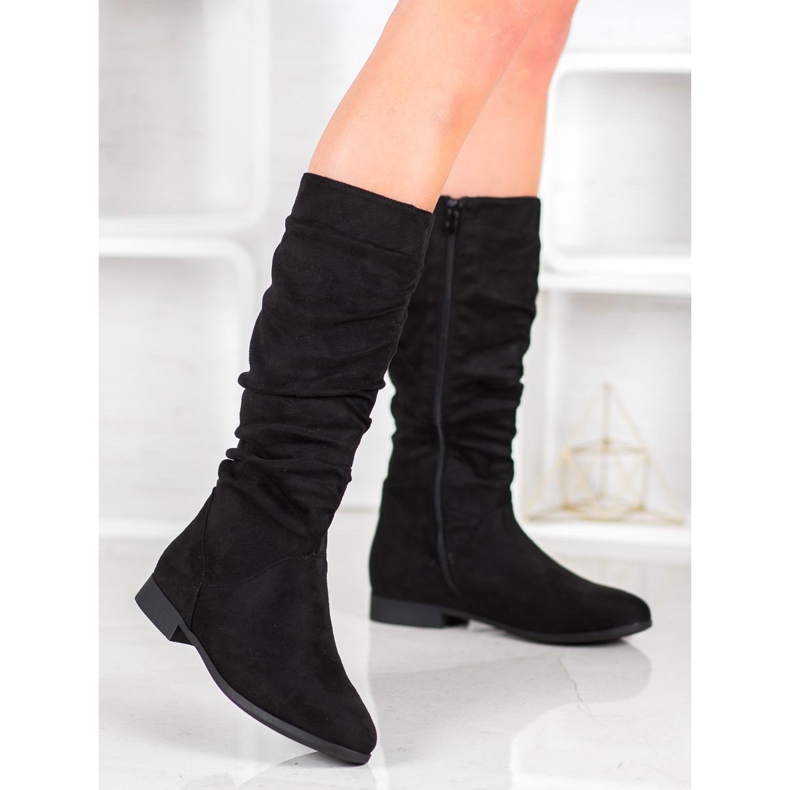 SHELOVET Čizme od antilopa iznad koljena crna 2