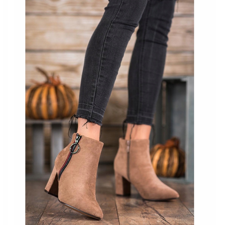 Small Swan Čizme od antilopa s patentnim zatvaračem bež 2