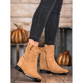 Ideal Shoes Tople kaubojske čizme na klin smeđa 2