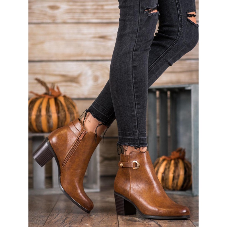 Ideal Shoes Klasične čizme od eko kože smeđa 1