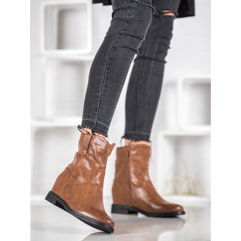 Ideal Shoes Kaubojske čizme s eko kožom smeđa 2