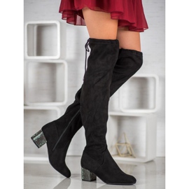 SDS Čizme s ukrasnom petom crno 1