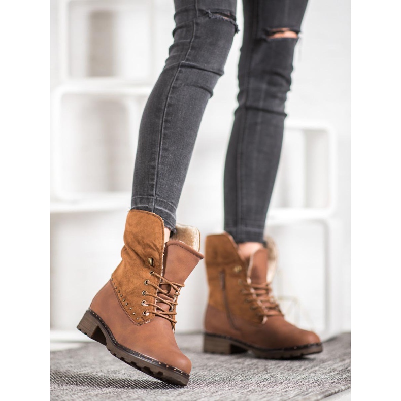 SHELOVET Smeđe čizme s ovčjom kožom smeđa 1