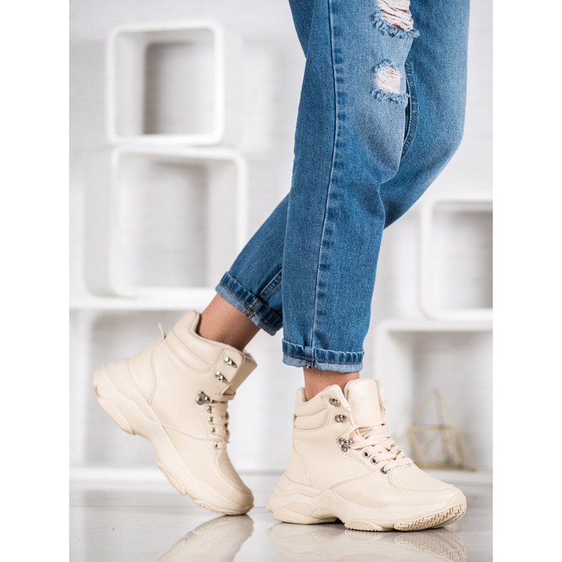 Ideal Shoes Tenisice od eko kože smeđa 2