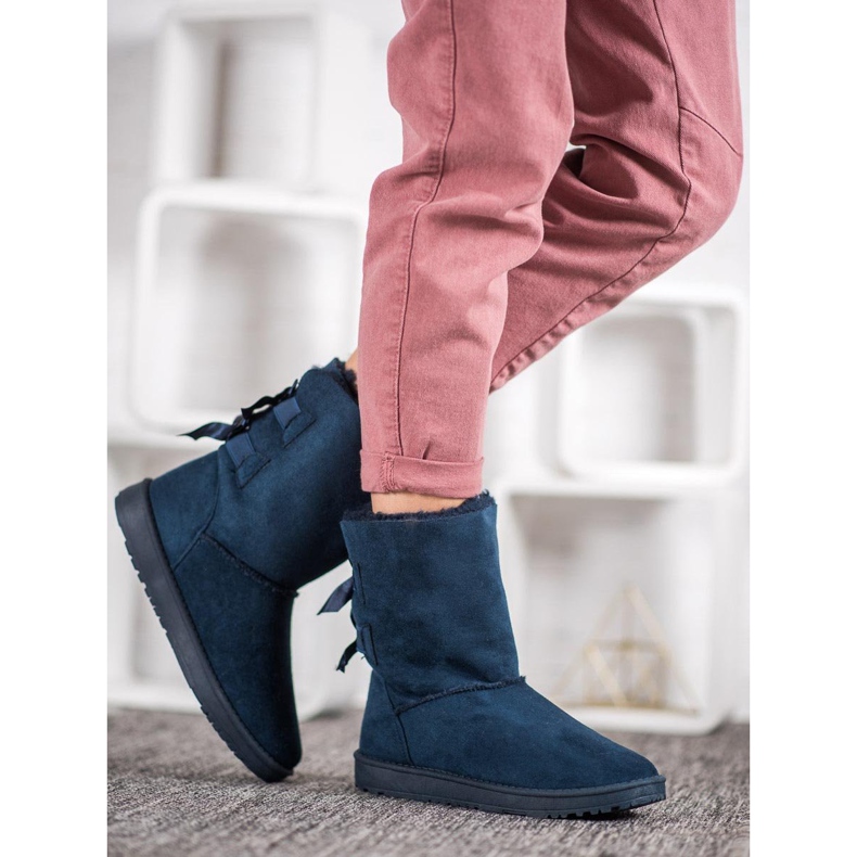 Haver Tople čizme za snijeg s mašnicama plava 1