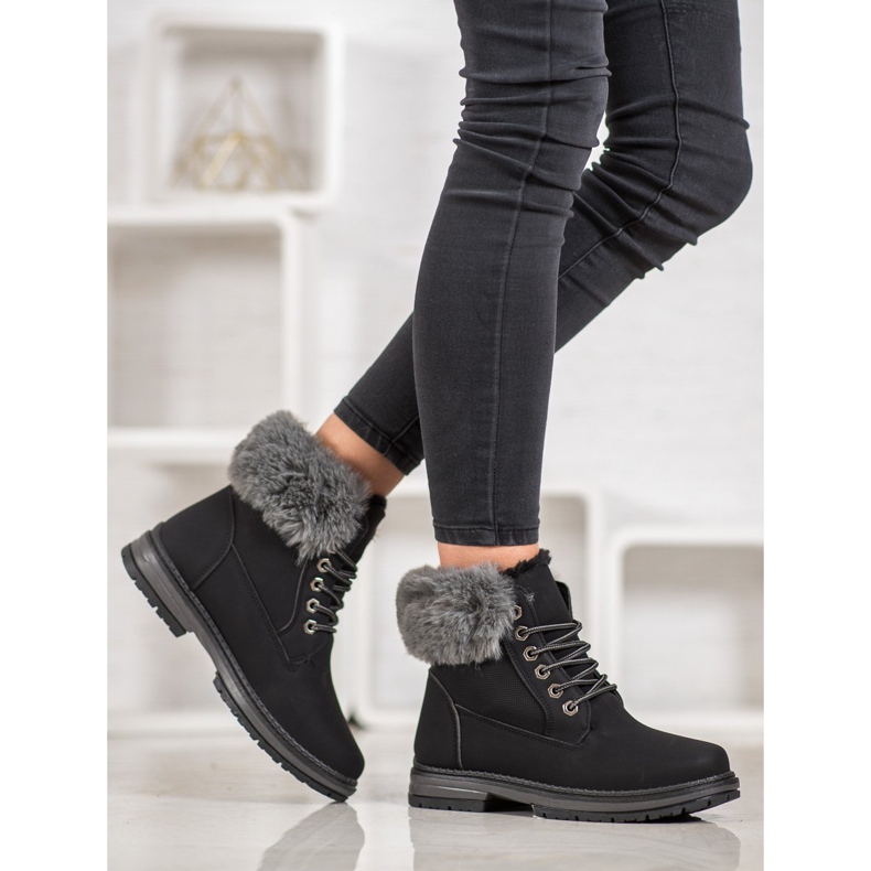 SHELOVET Crni hvatači s krznom crna 1