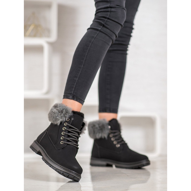 SHELOVET Crni hvatači s krznom crno 2