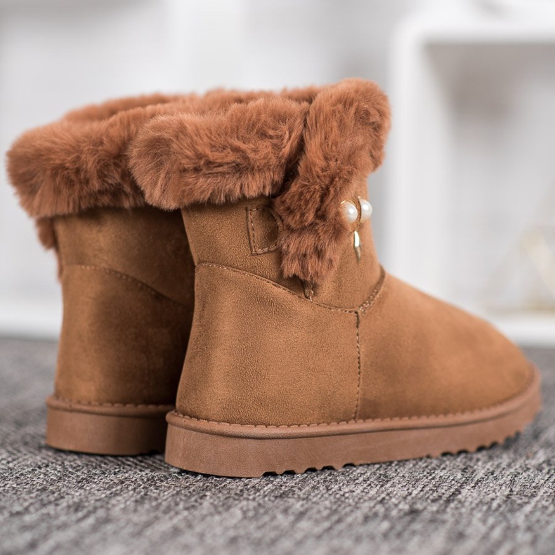 SHELOVET Snježne čizme s biserima smeđa 2