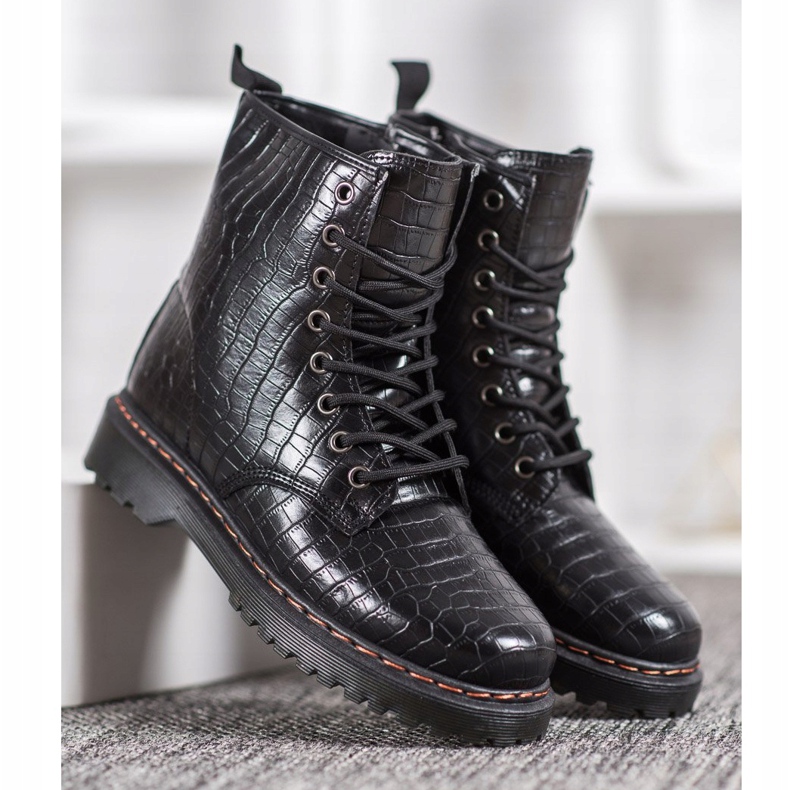 SHELOVET Crni radnici s eko kožom crna 2