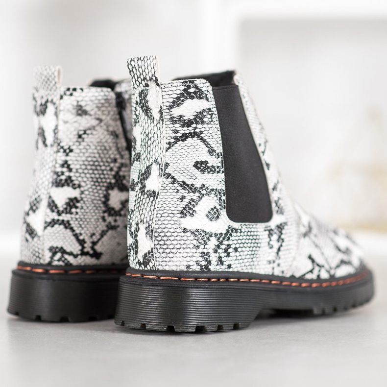 SHELOVET Chelsea čizme na platformi bijela crna 2