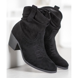 Super Mode Udobne kaubojske čizme na postu crno 2