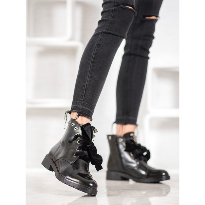 Bella Paris Čizme s ukrasnom mašnom crno 1