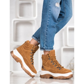 Seastar Modne čizme na vezanje smeđa 1