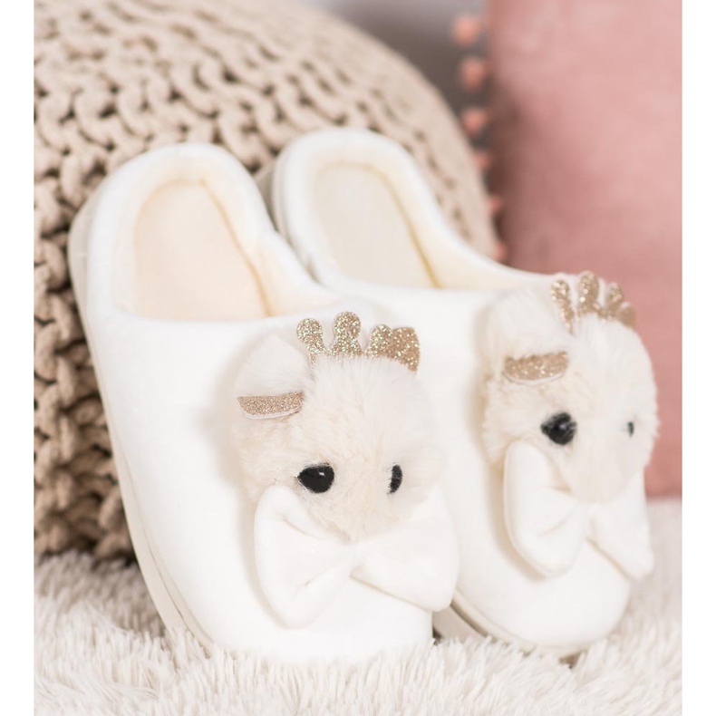 SHELOVET Papuče s mašnom bijela 1