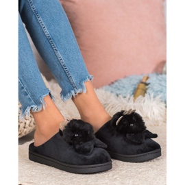 SHELOVET Papuče s mašnom crno 1