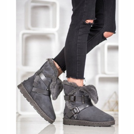 Bona Suede Mukluki s prugama siva 1