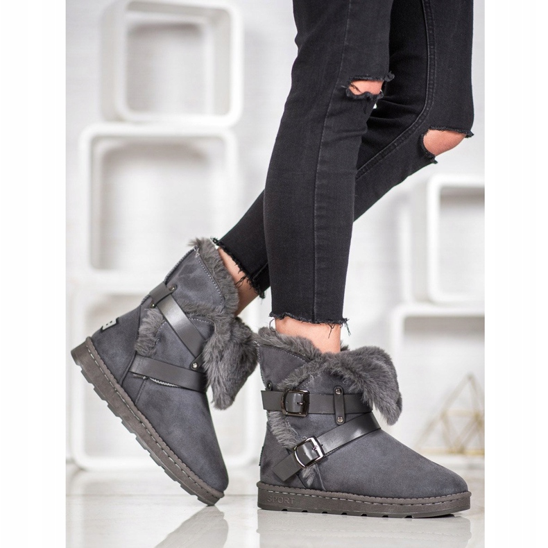 Bona Suede Mukluki s prugama siva 1