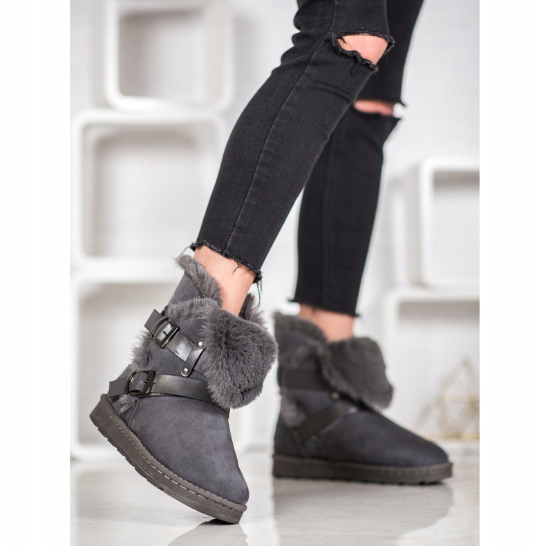 Bona Suede Mukluki s prugama siva 2