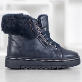 SHELOVET Plave čizme s krznom plava 2