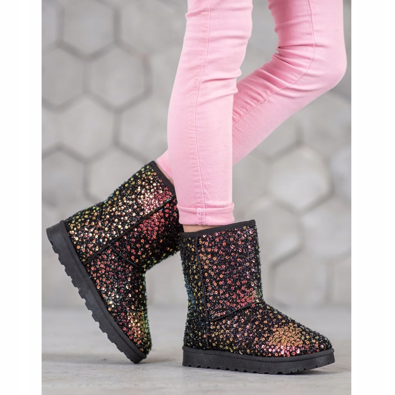 SHELOVET Topli mukluki sa šljokicama crno 2