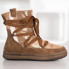 SDS Tople čizme za snijeg smeđa zlatna 2