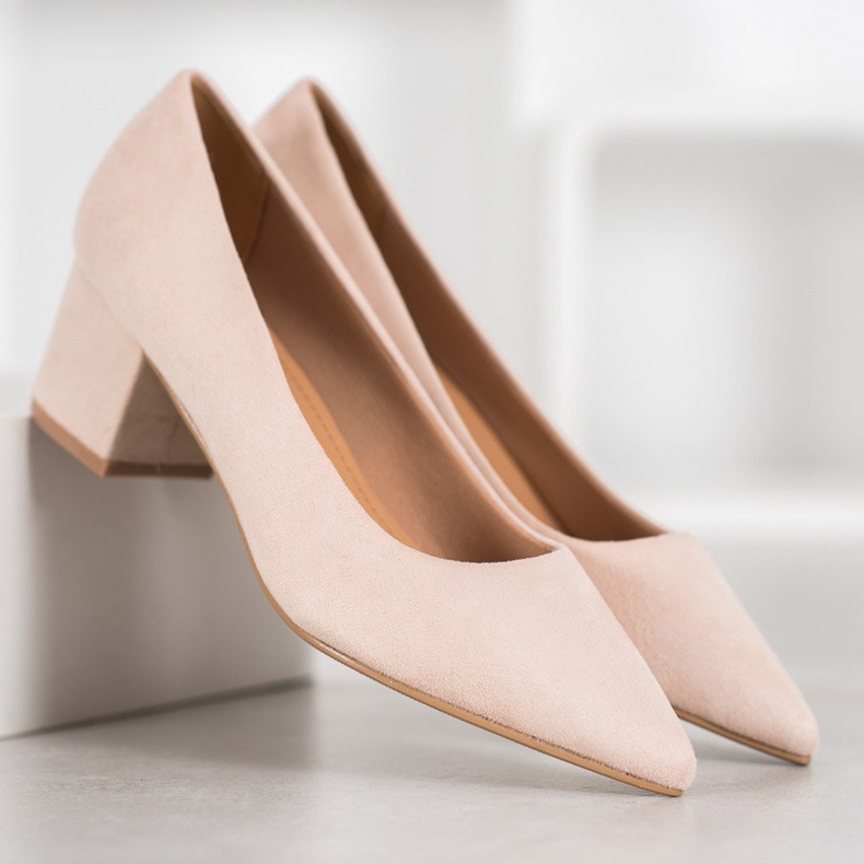 Ideal Shoes Pumpe od antilopa na visokim potpeticama smeđa 1