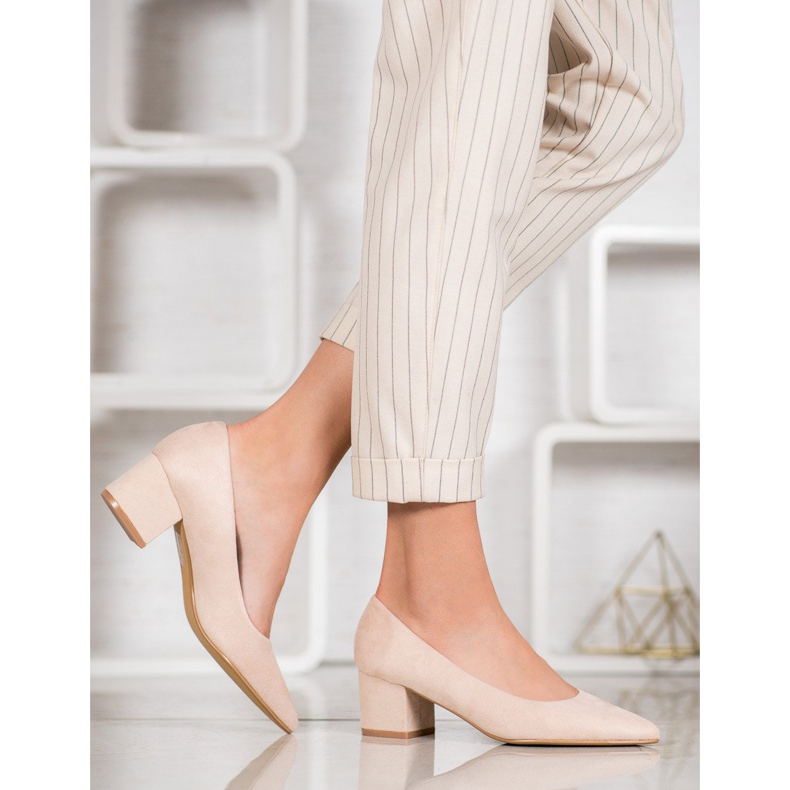 Ideal Shoes Pumpe od antilopa na visokim potpeticama smeđa 2