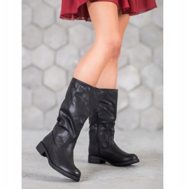 SDS Udobne čizme s eko kožom crno 1