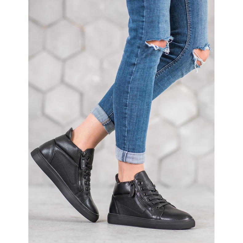 Sergio Leone Crne tenisice na platformi crno 1