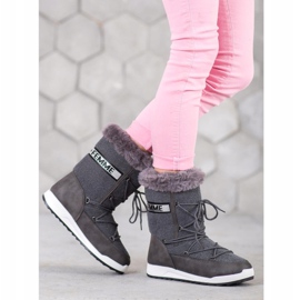 Small Swan Modne čizme za snijeg na vezanje siva 1