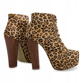 Čvrste čizme na petu E347 bež smeđa crna višebojan 1