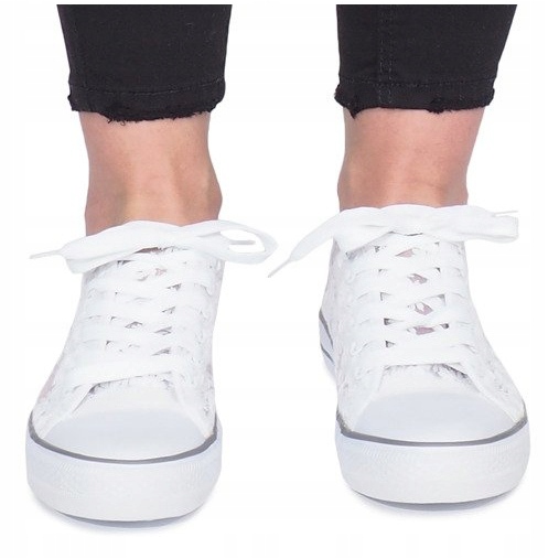 Impresionirajte bež ažur tenisice bijela 1