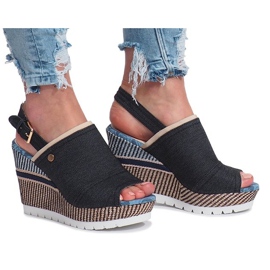 Crne mulanka jeans sandale na klin crna 1