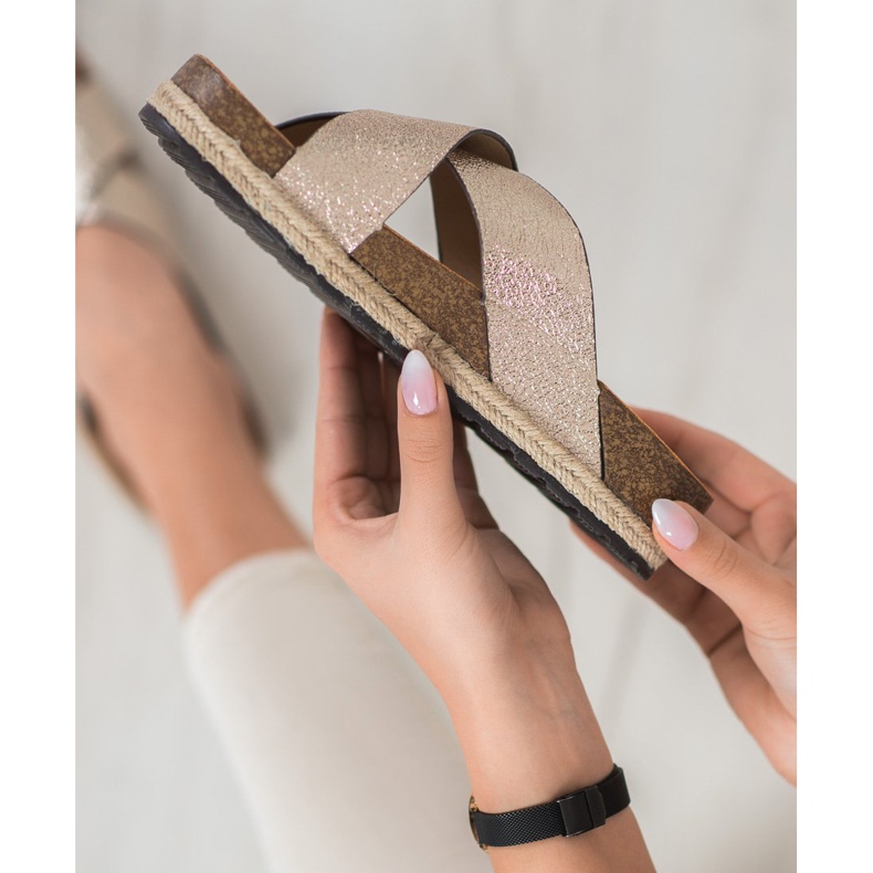 Goodin Udobne zlatne papuče zlatni 2