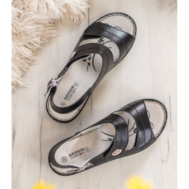 Goodin Kožne sandale na klin crno 2