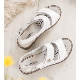 Goodin Kožne sandale na klin bijela 2