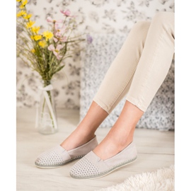 Goodin Ažurna kožna balerina siva 1