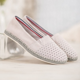 Goodin Ažurna kožna balerina siva 2